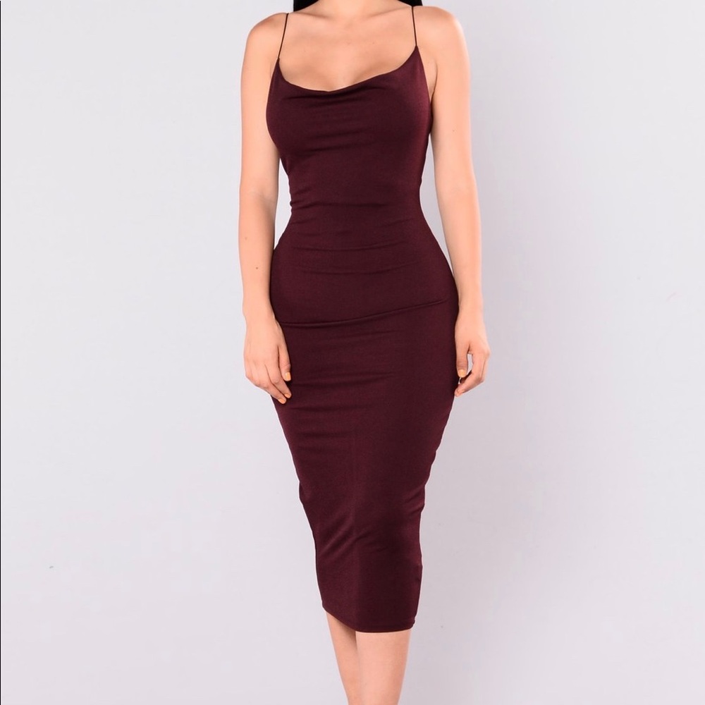 Burgundy Midi dress.